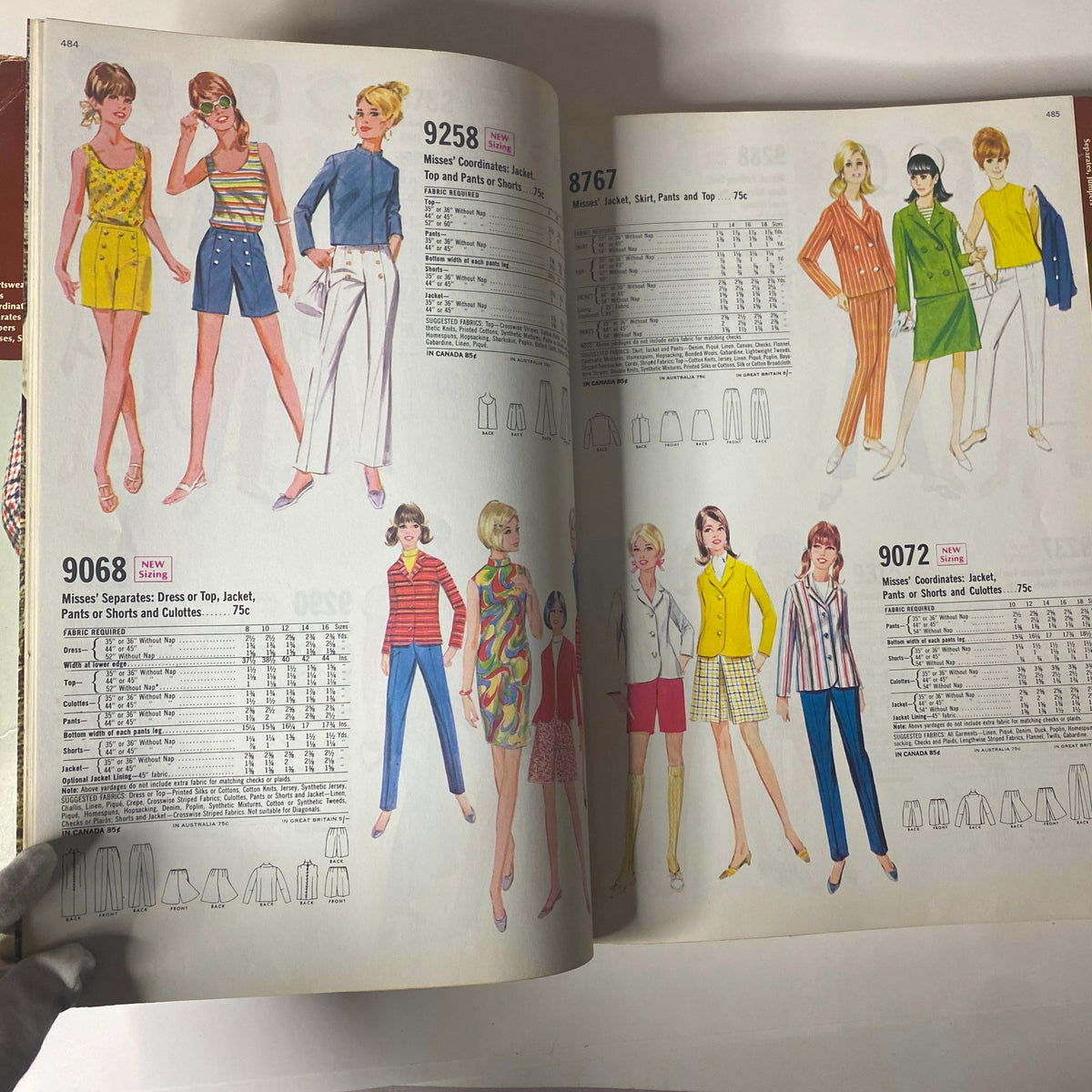 1969 February McCall's Step by Step Patterns Catalog featuring illustrations of Misses' co-ordinated outfits, including dresses, jumpsuits, and separates, ideal for fashion enthusiasts.