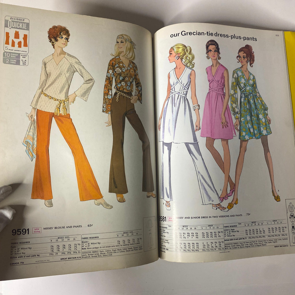 1969 February McCall's Step by Step Patterns Catalog displaying popular women's dresses and ensembles from the era, including stylish coats and versatile outfits for different occasions.