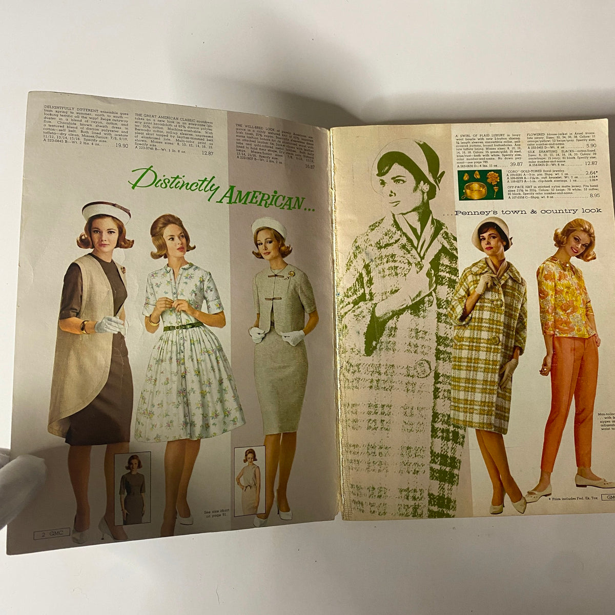 Interior pages of the 1963 General Merchandise Company Spring and Summer Catalog showcasing distinctly American styles. The images feature multiple vintage clothing designs worn by models, reflecting the fashion trends of the early 1960s.
