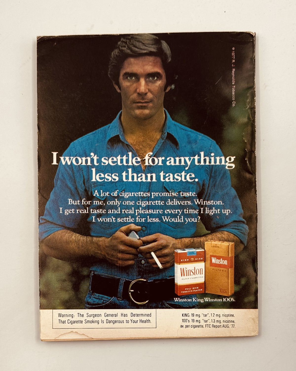 Back cover of Baseball Digest Magazine, July 1978 featuring a Winston cigarette advertisement with a model. The magazine's focus is on baseball along with advertising content.