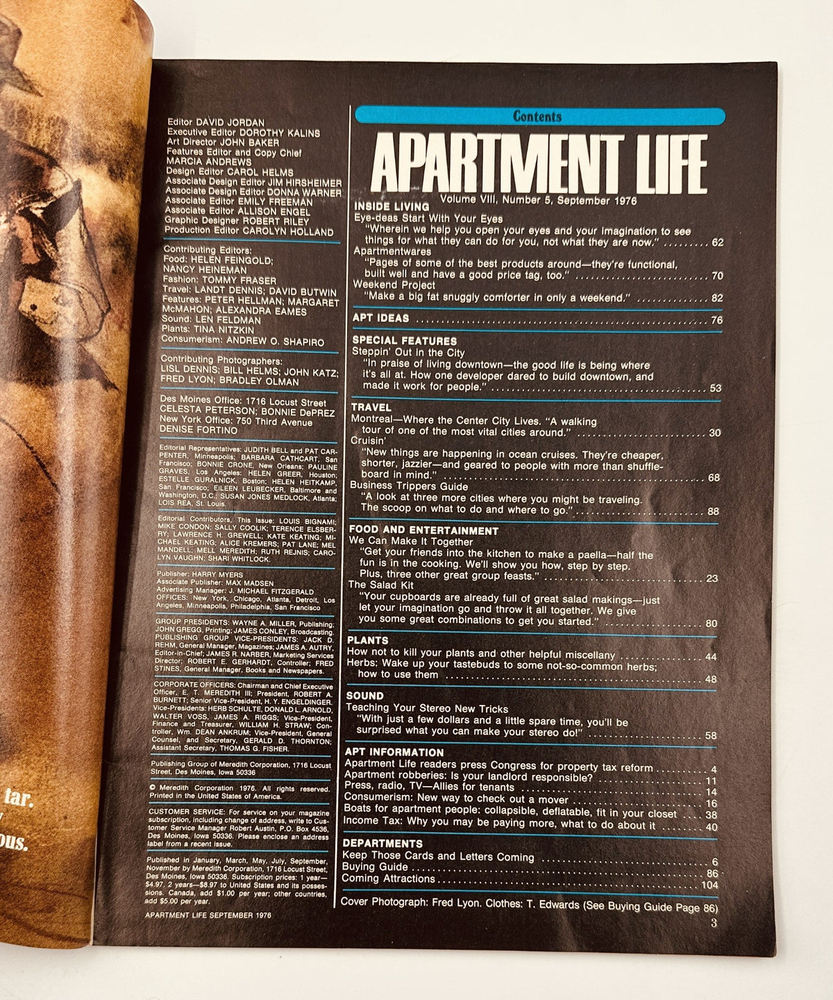 Apartment Life Magazine September 1976 Urban Living Decor Travel Food VG