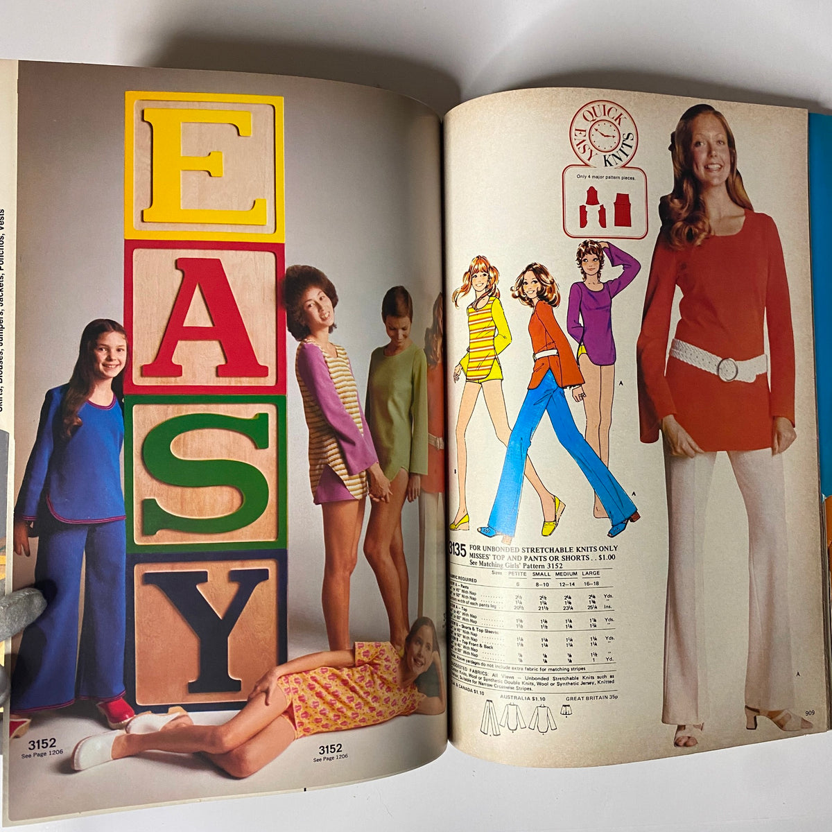 1972 April McCall's Catalog showcasing vibrant 70s fashion with models in colorful outfits, emphasizing self-expression and sewing patterns.