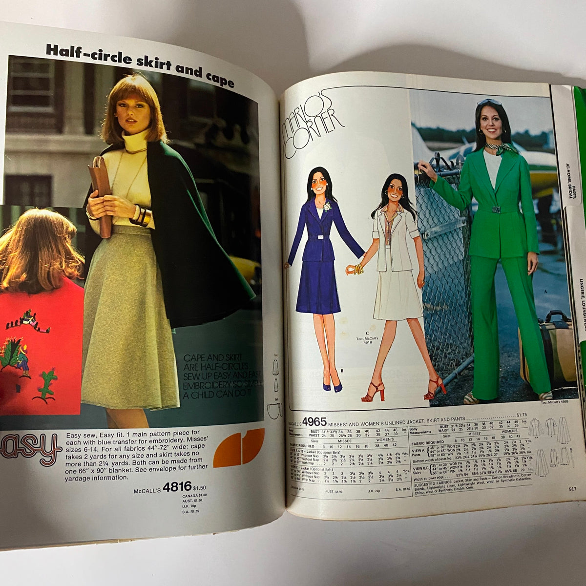 1976 April Carefree Patterns McCall's Spring Huge Store Retail Counter Catalog with images of women’s fashion patterns, showcasing elegant outfits suitable for spring, representative of the 1970s era.