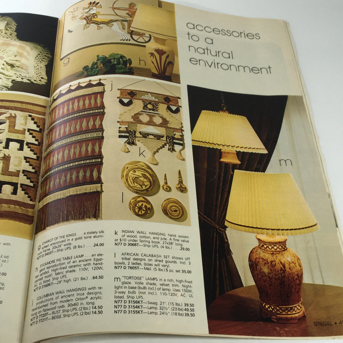 VTG Spiegel Store Catalog: 1978 - Accessories showcasing home decor items including wall hangings, lamps, and decorative motifs.