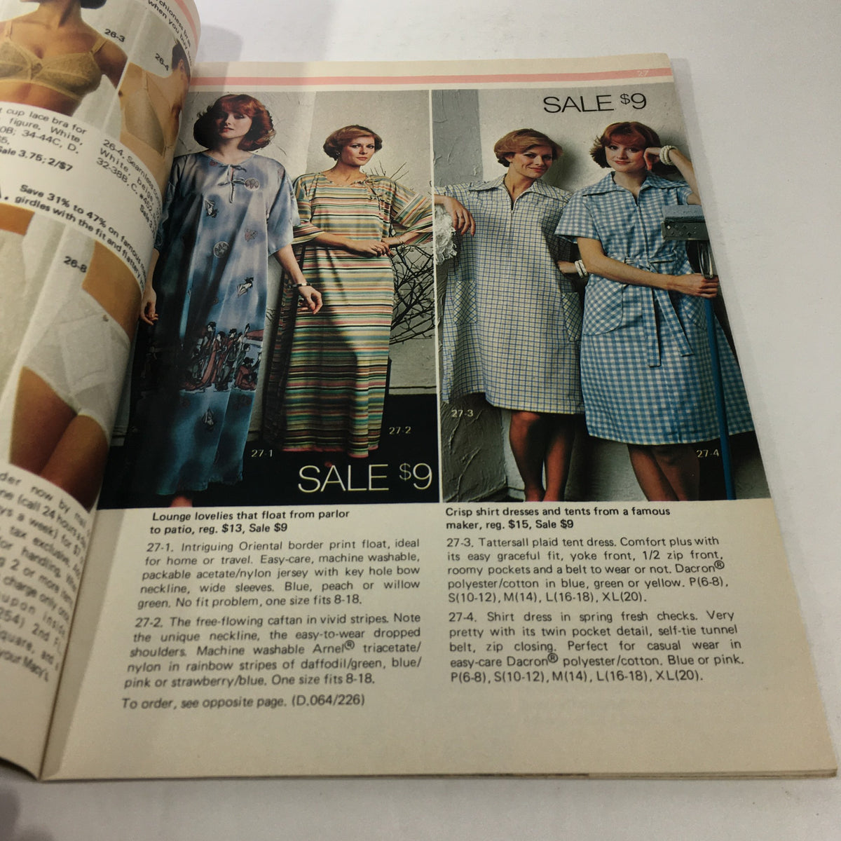 VTG Macy's Spring Sale Store Catalog: March 1976 displaying fashionable lounge and crisp shirt dresses for women, emphasizing vintage fashion trends.