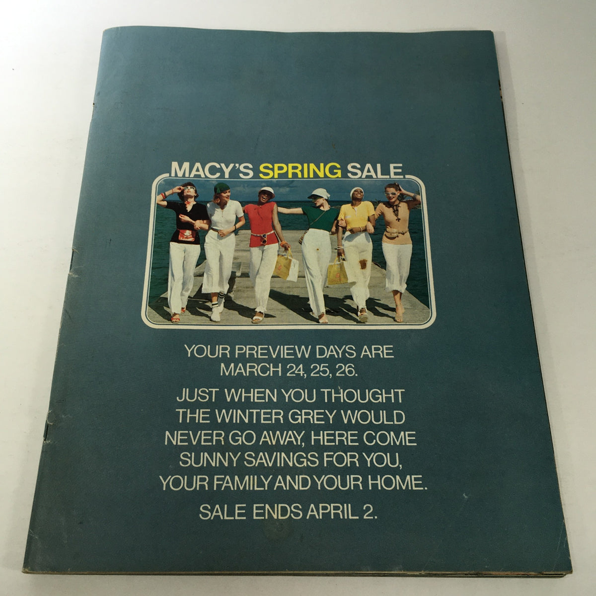 Cover of the VTG Macy's Spring Sale Store Catalog: March 1977 featuring women in casual spring outfits and announcing the sale dates.