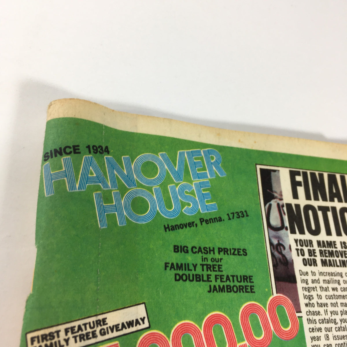 Close-up of the VTG Rare Hanover House Catalog featuring 'HANOVER HOUSE' in bold letters since 1934, highlighting its vintage appeal and heritage.