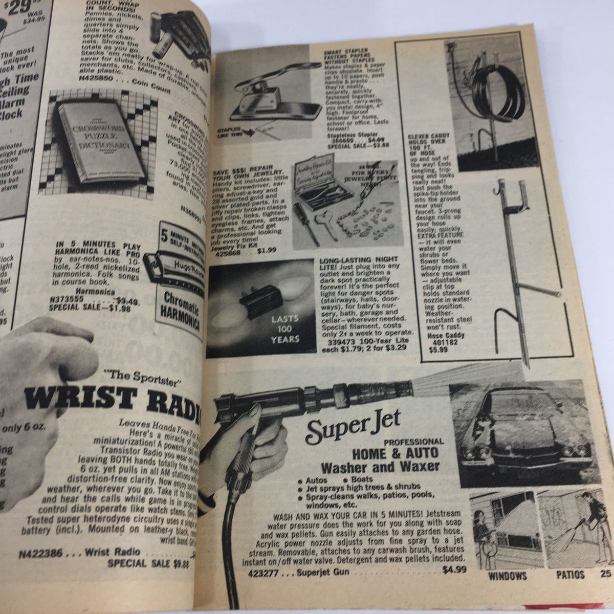 Interior page of the VTG Rare Hanover House Catalog showcasing various household items like the SuperJet Professional Home & Auto Washer, reflecting the eclectic offerings of vintage home goods.