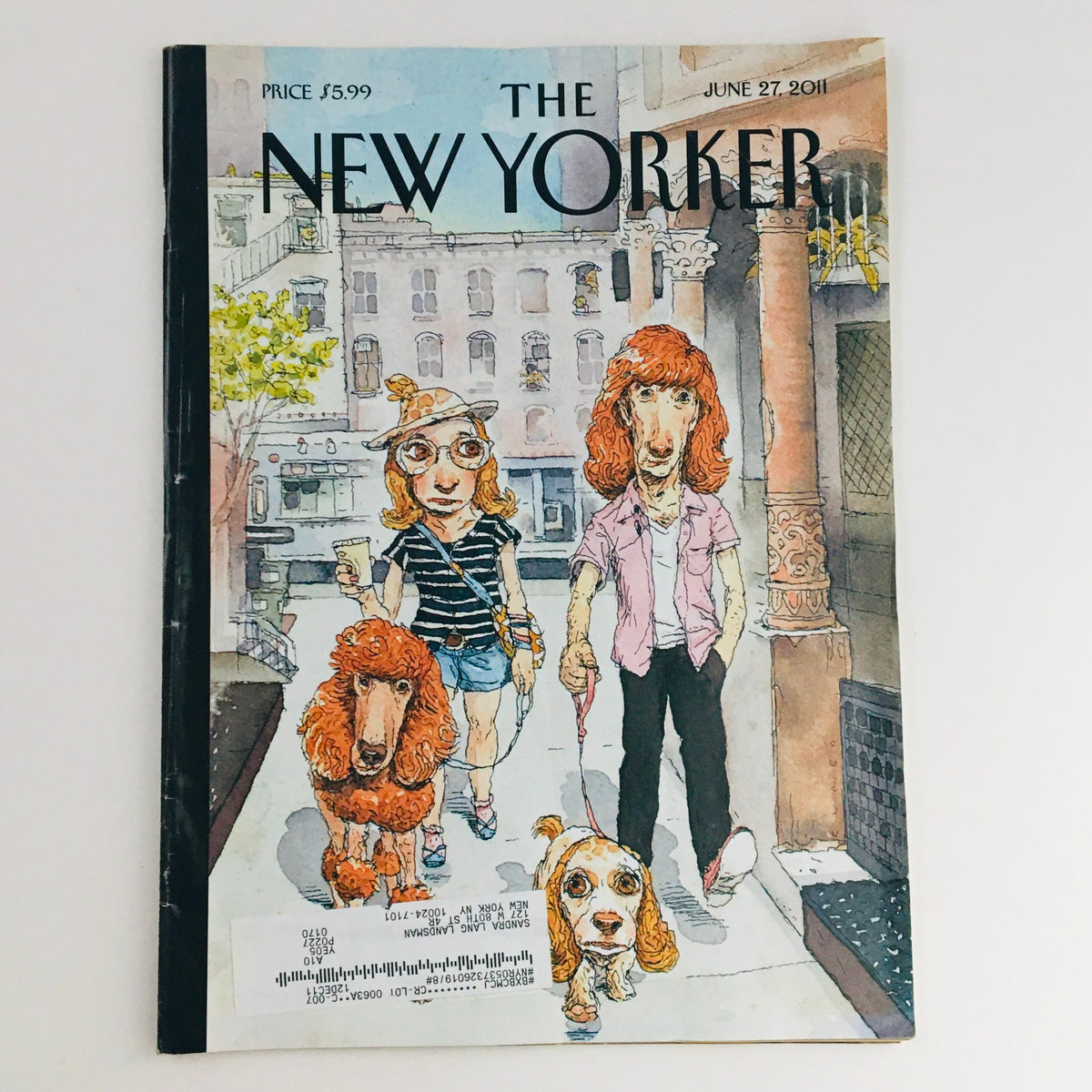 The New Yorker June 27 2010 Full Magazine Theme Cover featuring illustrated characters walking dogs, designed by John Cuneo, showcasing the iconic style of the magazine.