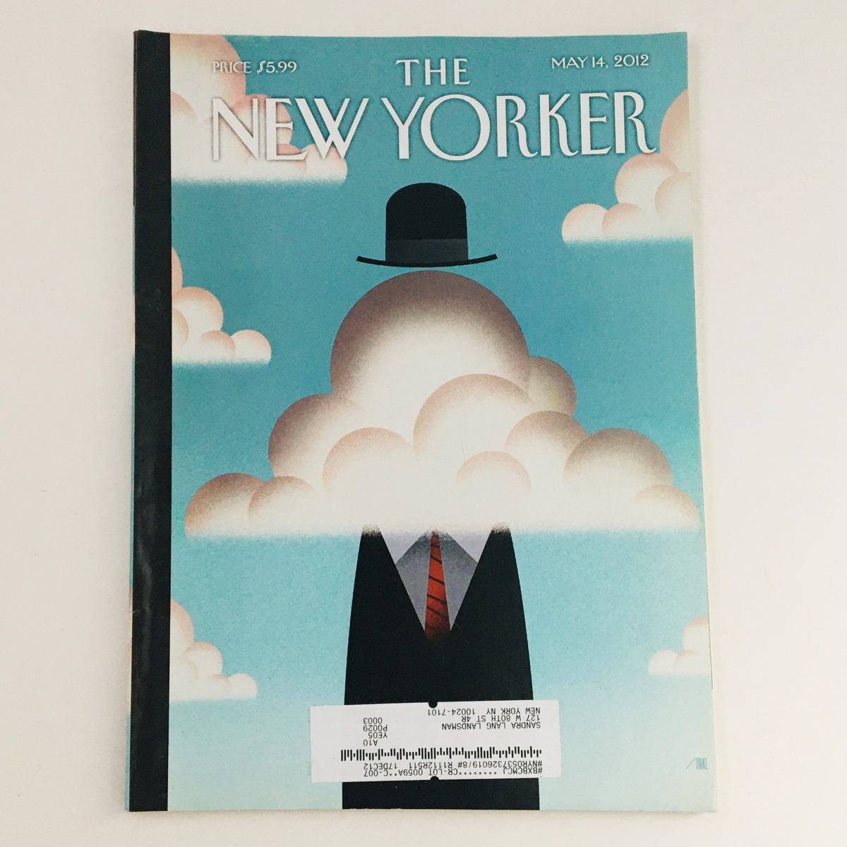 The New Yorker May 14 2012 Full Magazine Theme Cover by Bob Staake, featuring an artistic design with clouds and a silhouette of a figure in a suit, promoting the creative essence of the publication.