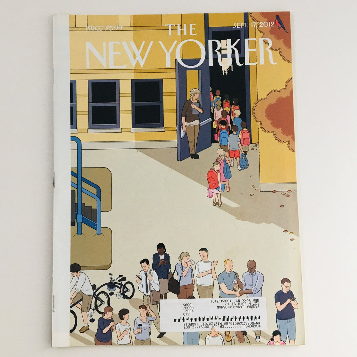 Cover of The New Yorker magazine dated September 17, 2012, featuring a 'Back to School' theme illustrated by Chris Ware, depicting school children and adults outside a school building.
