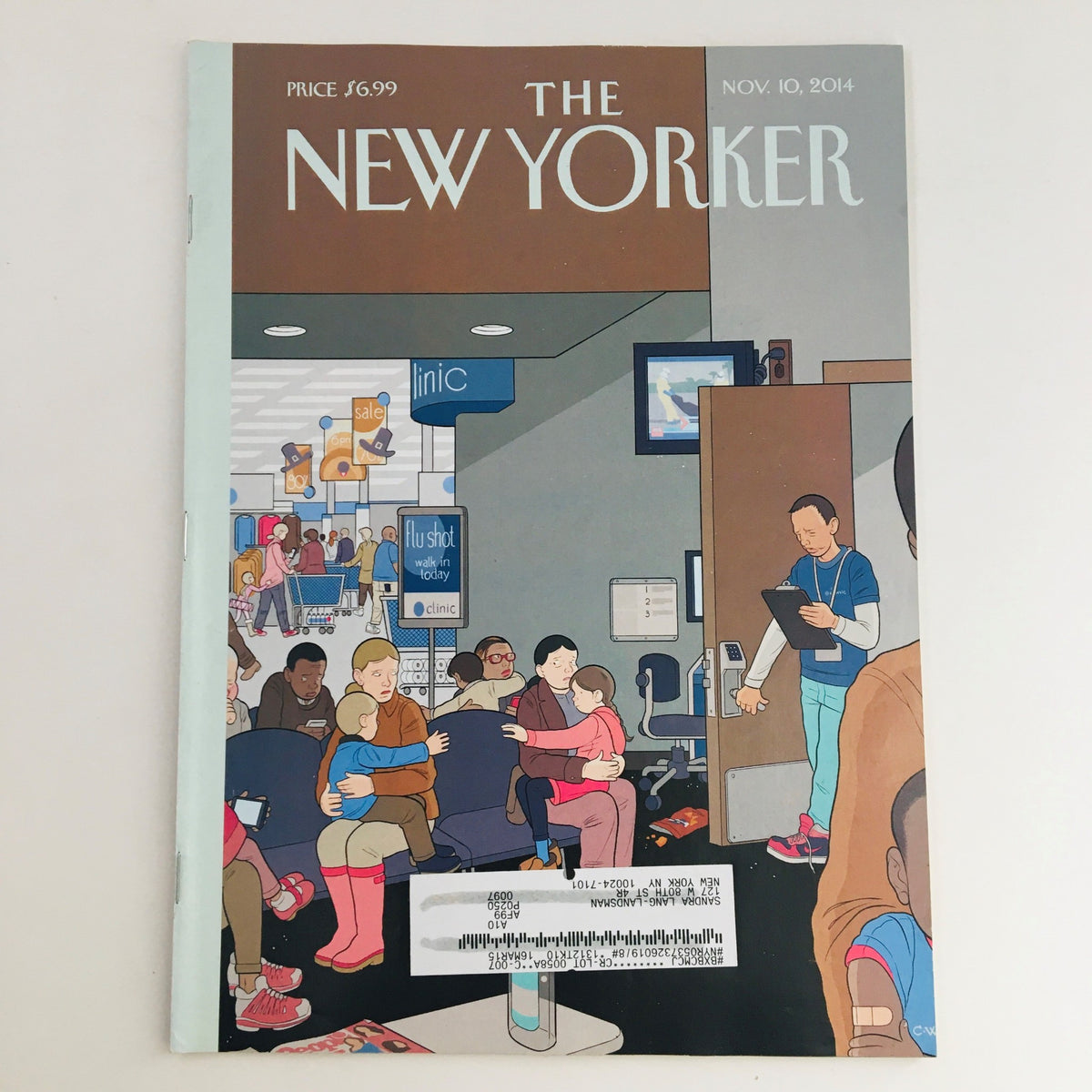 The New Yorker November 10 2014 Full Magazine Cover by Chris Ware, featuring vibrant illustrations depicting contemporary life and culture.