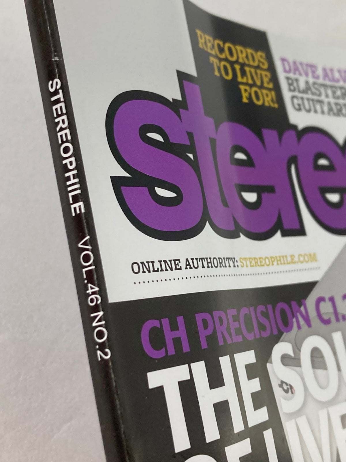 Side view of Stereophile Magazine February 2023 Vol 46 #2, highlighting the magazine title and volume information.