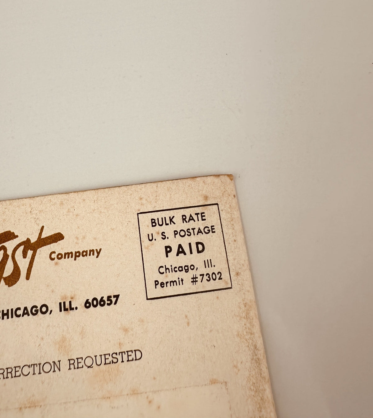 Back cover of the 1968 James G. Fast Catalog featuring postal information and details about shipping rates, illustrating the vintage aesthetic.