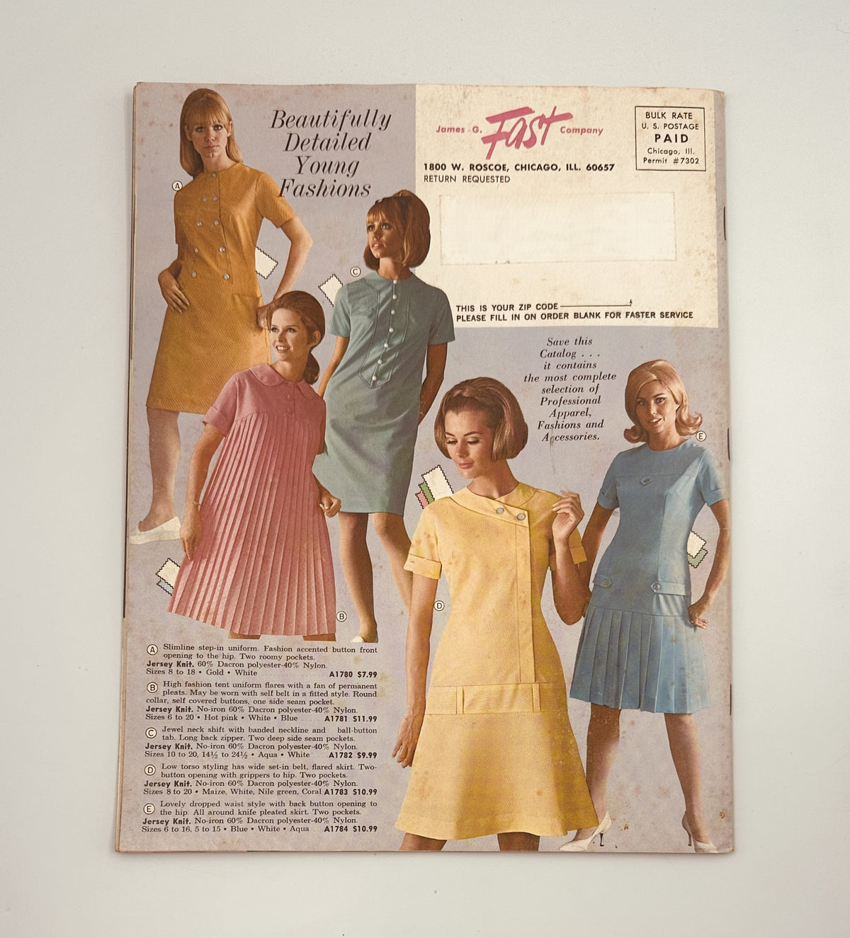 Cover of the 1967 James G. Fast Catalog Stretch Your Dollar Sale, displaying beautifully detailed young fashions in assorted colors and styles for women.