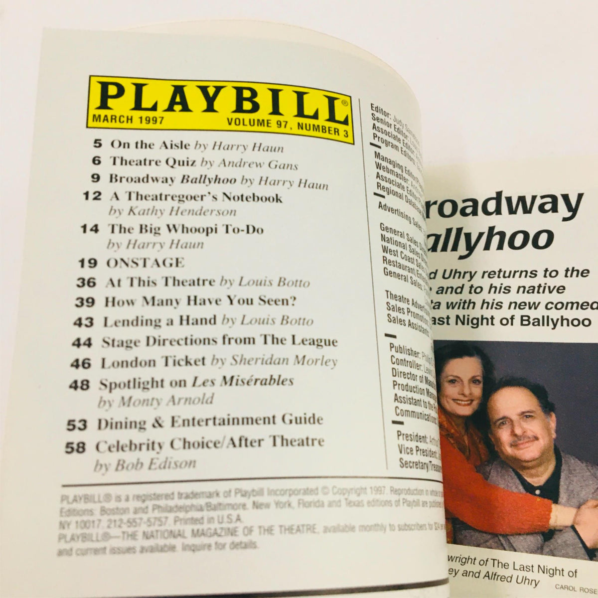 1997 Playbill God's Heart by Craig Lucas, Joe Mantello at Lincoln Center Theatre