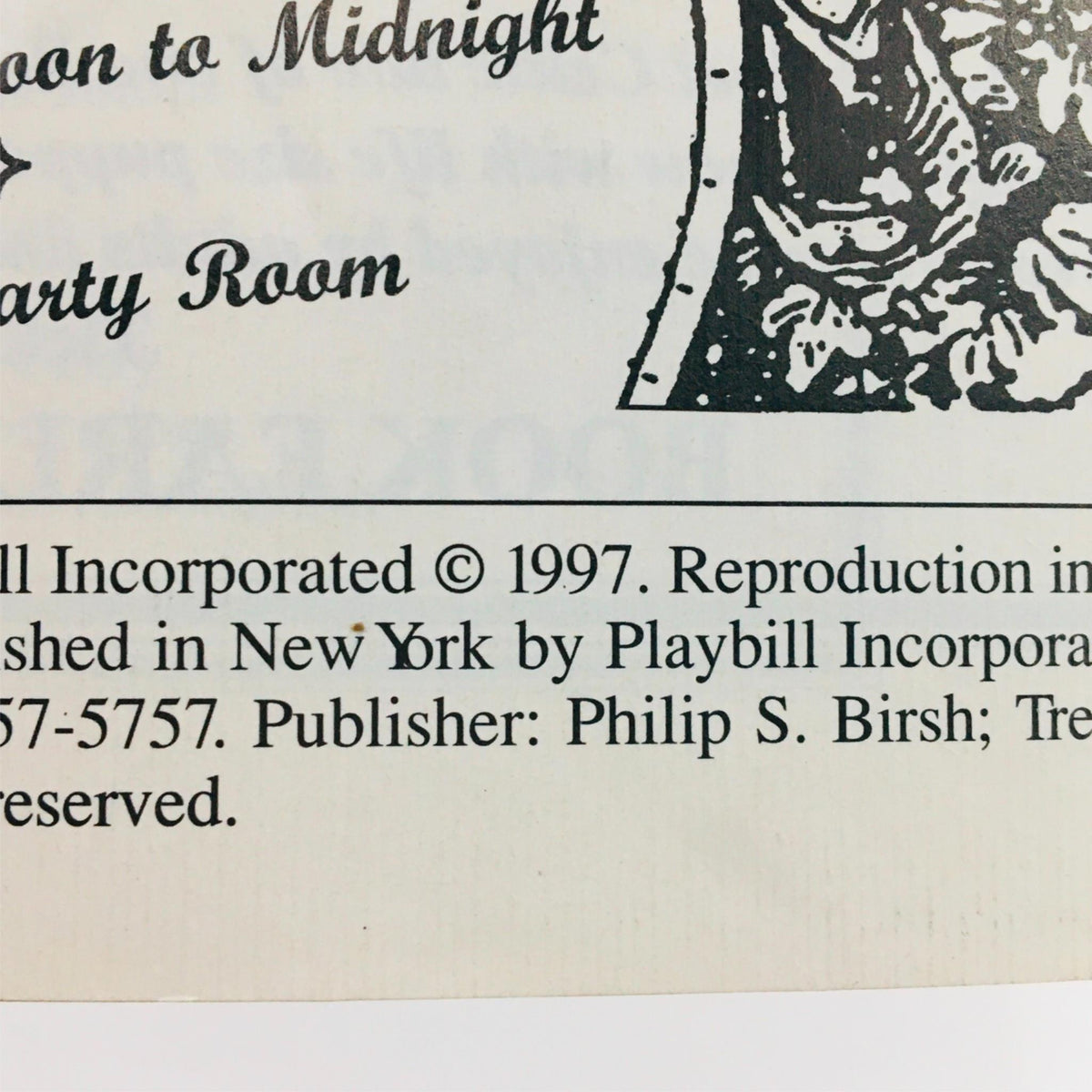 1997 Playbill for The Irish And How They Got Away, with copyright information and publisher details, emphasizing its collectible value for theater enthusiasts.