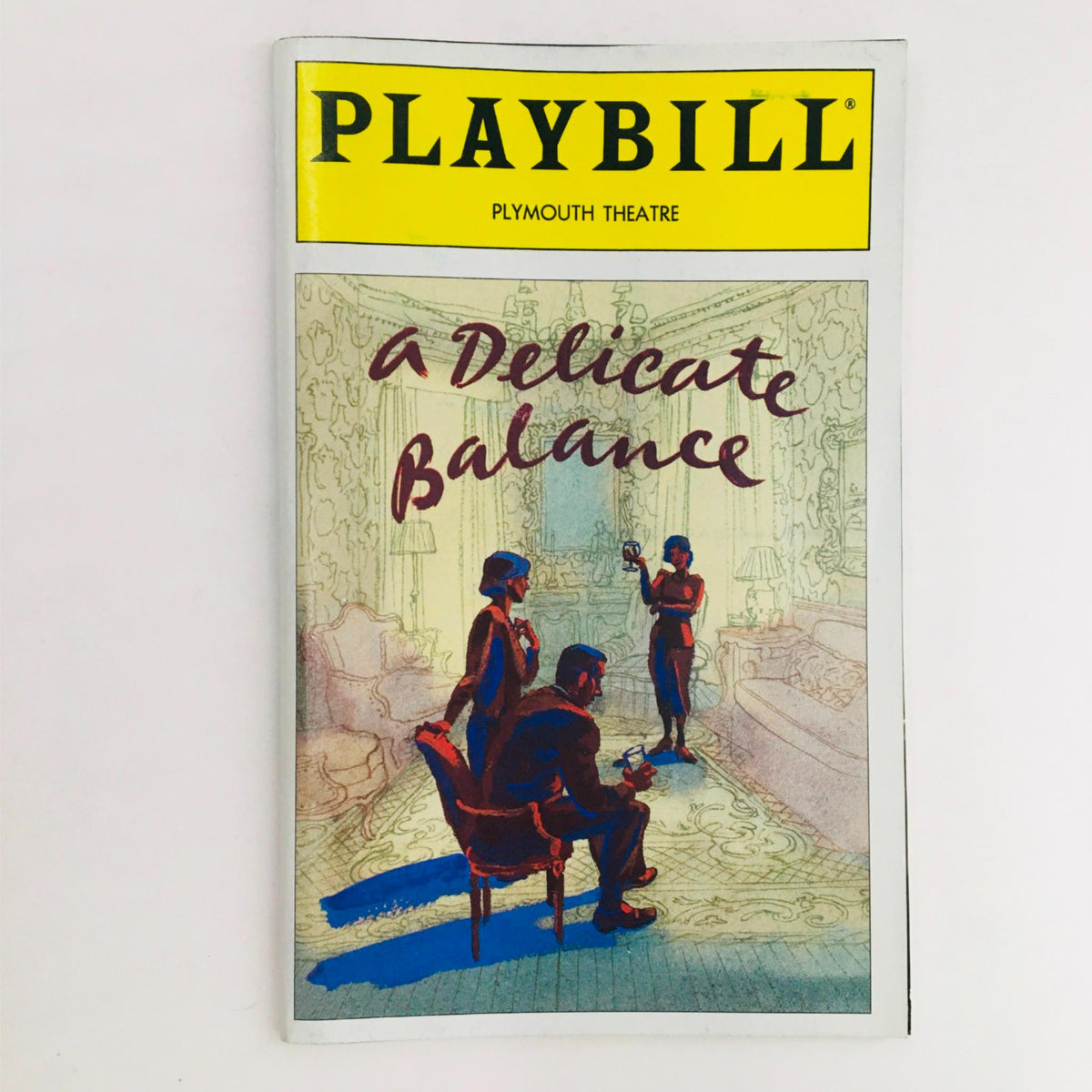 1996 Playbill for 'A Delicate Balance' directed by Gerald Gutierrez at Plymouth Theatre, featuring an artistic cover illustration.