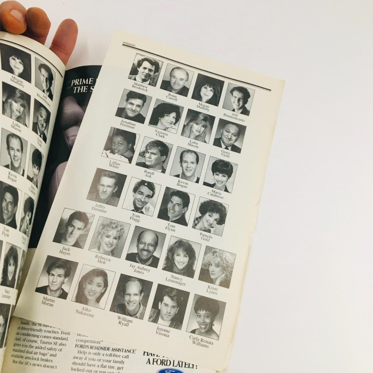 Cast list from the 1995 Playbill of 'How To Succeed In Business Without Really Trying', featuring headshots of performers and their names.