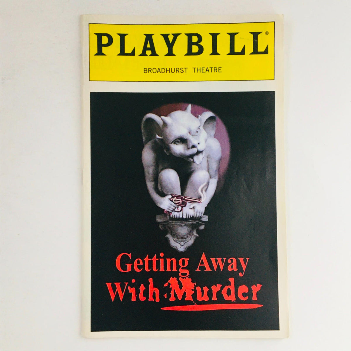 1996 Playbill Getting Away With Murder featuring the iconic gargoyle character from the production at Broadhurst Theatre.