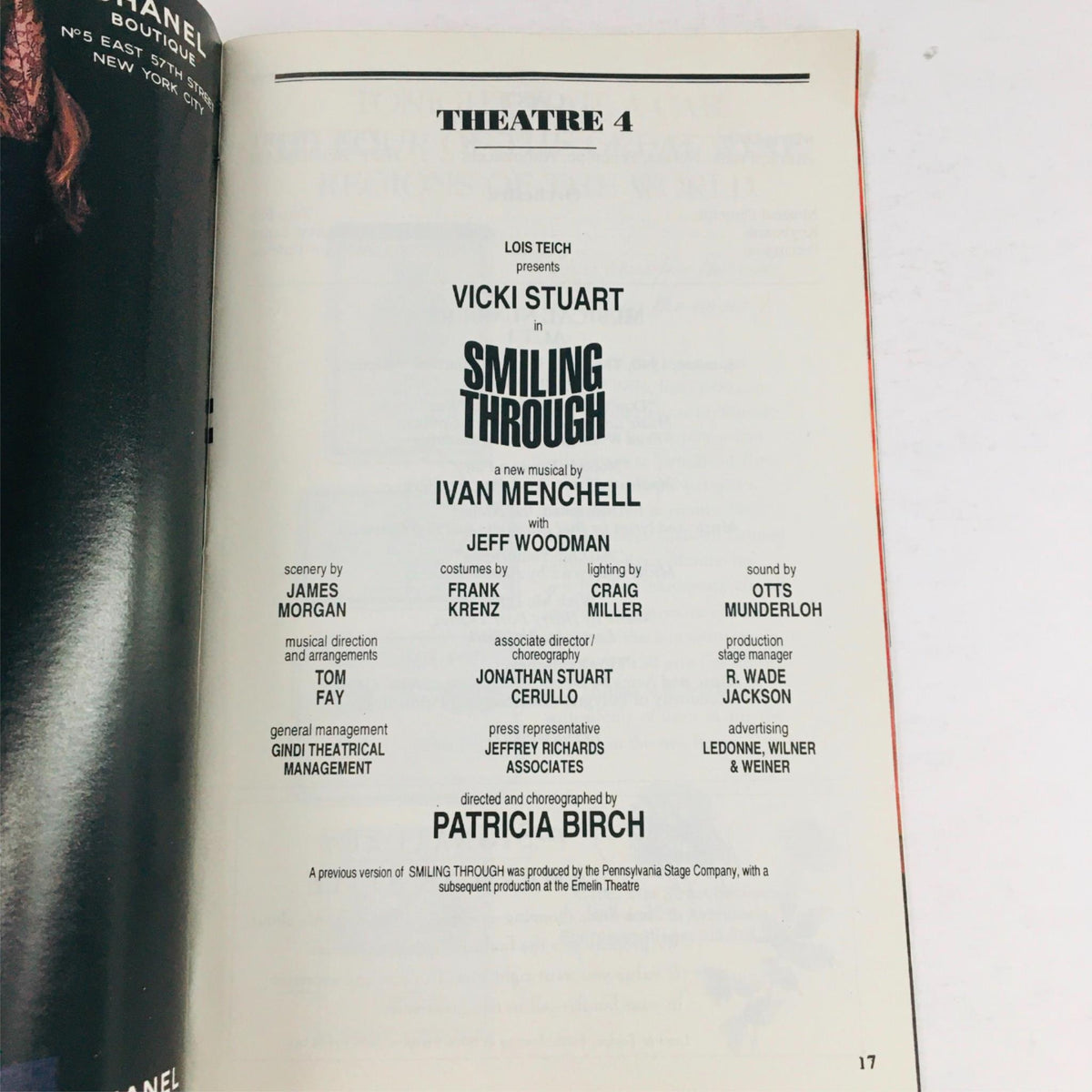 Cast and production credits from the 1994 Playbill Smiling Through, directed by Patricia Birch.