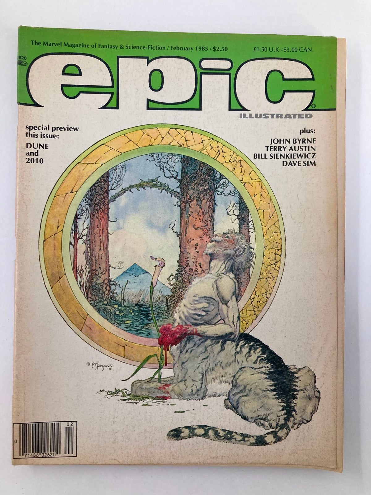 Cover of VTG Epic Illustrated Magazine February 1985 Vol 1 #28 featuring artwork inspired by Dune and 2010, showcasing a unique blend of science fiction themes.