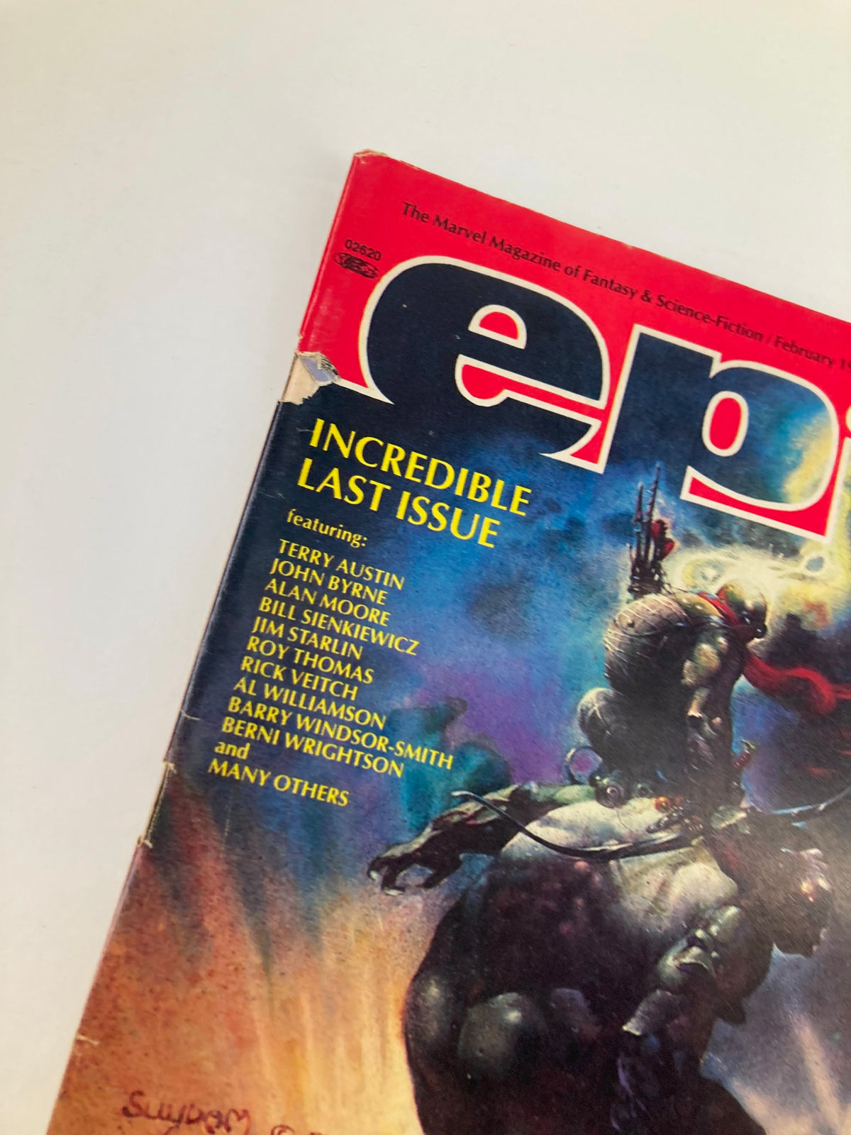 Cover of VTG Epic Illustrated Magazine February 1986 titled 'Return of Cholly & Flytrap', showcasing vibrant artwork and notable contributors' names on an eye-catching background.