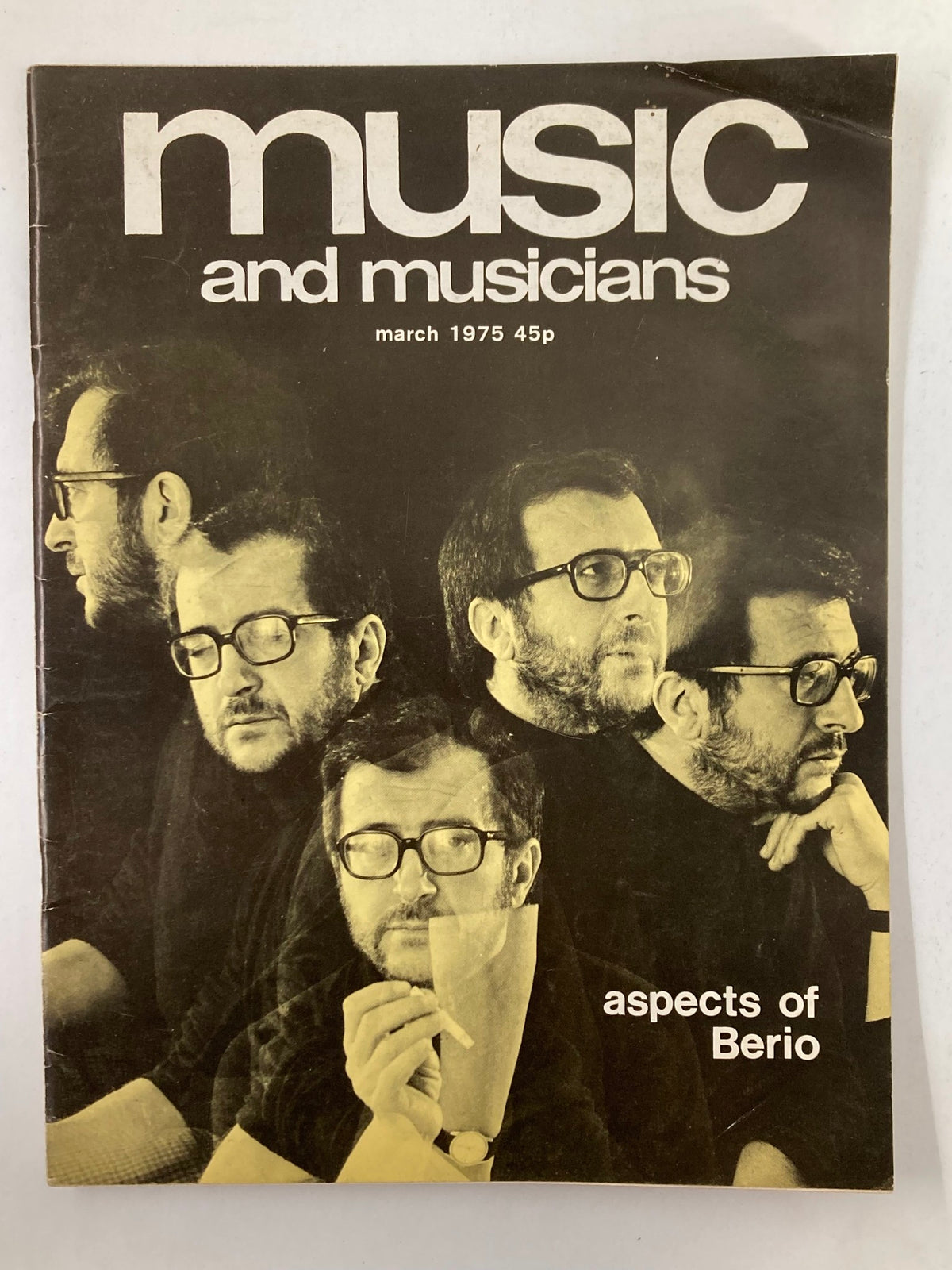 Cover of VTG Music & Musicians Magazine March 1975 #271 featuring multiple black and white portraits, showcasing aspects of Berio, an influential composer in contemporary music.