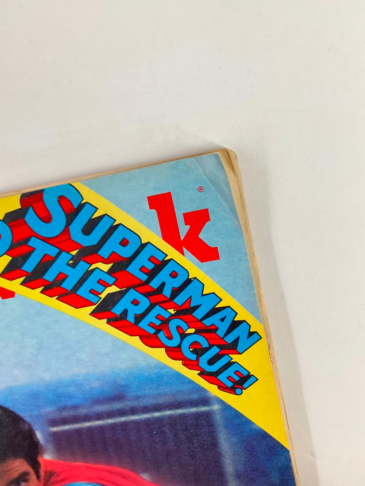 Close-up of the corner of VTG Newsweek Magazine January 1 1979 showcasing the bold text 'Superman To The Rescue' and the iconic Newsweek logo.