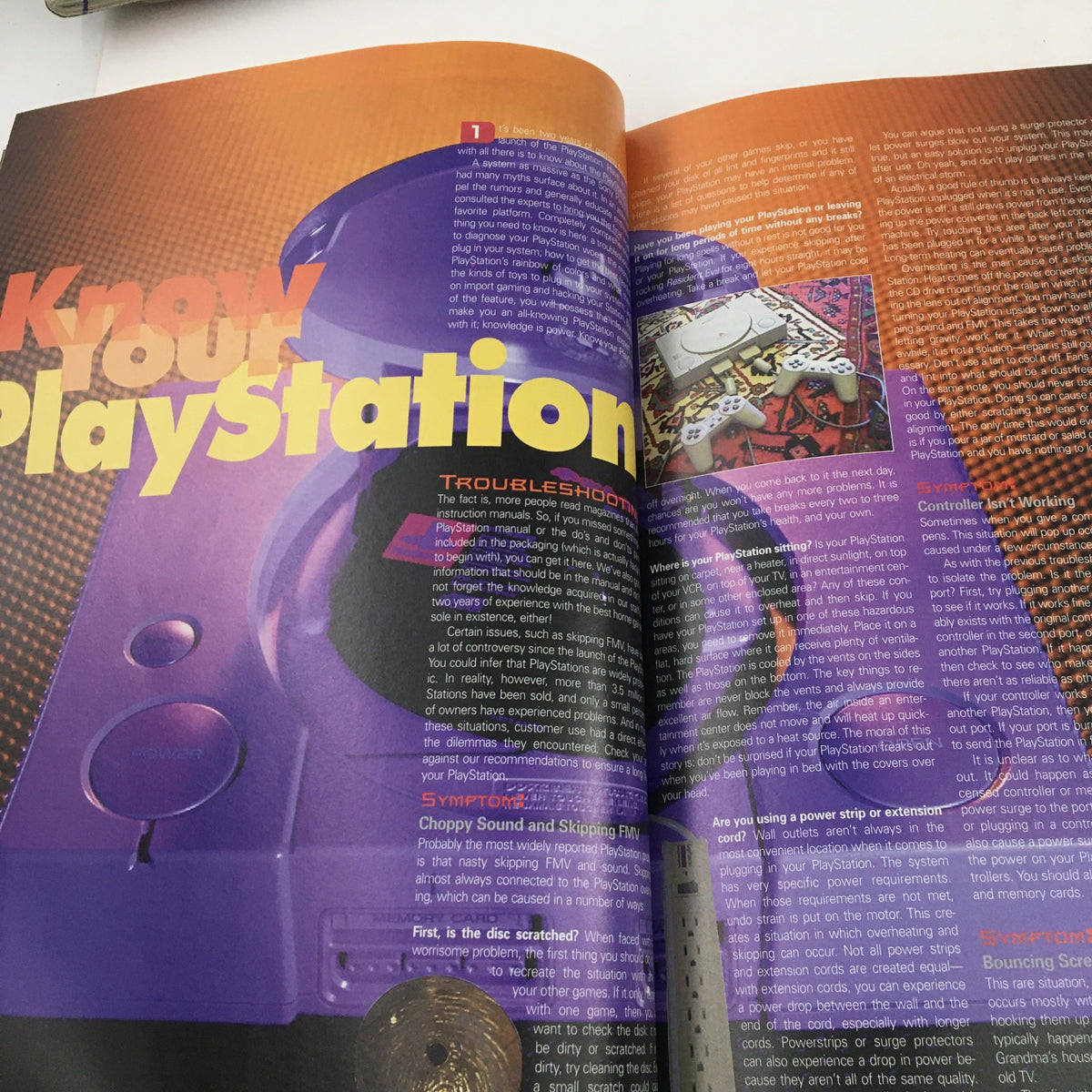 Content page from PlayStation Magazine September 1997 focusing on troubleshooting and tips for the PlayStation console.