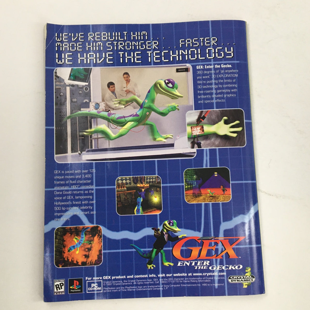 PlayStation Magazine January 1998 Vol 2 #1 showcasing the advertisement for GEX: Enter the Gecko, featuring vibrant graphics and gameplay features.