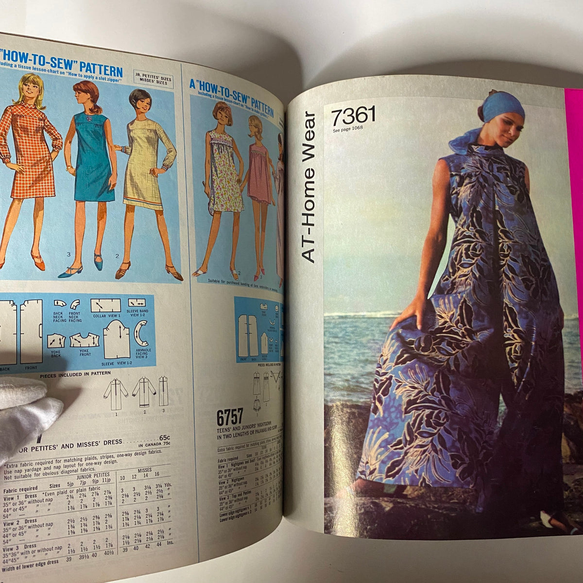 1968 August Simplicity Catalog Sewing Pattern featuring 'How-To-Sew' designs, ideal for beginners, showcasing retro home wear and fashion styles.