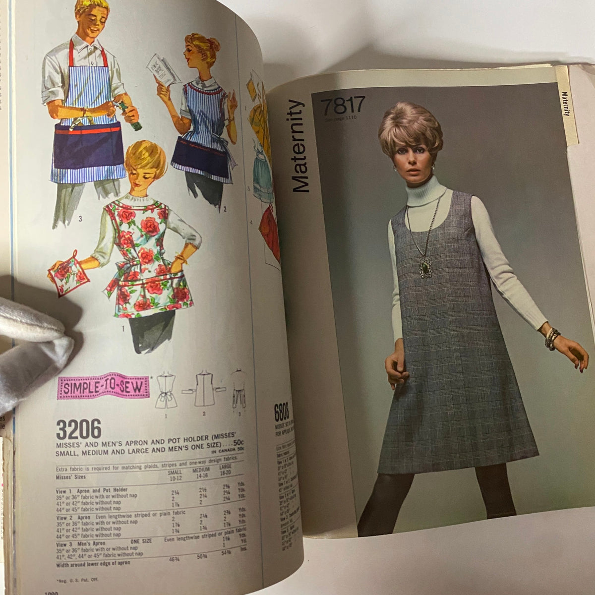 1968 December Simplicity Catalog Sewing Pattern featuring maternity and casual dress designs, ideal for stylish sewers and collectors.