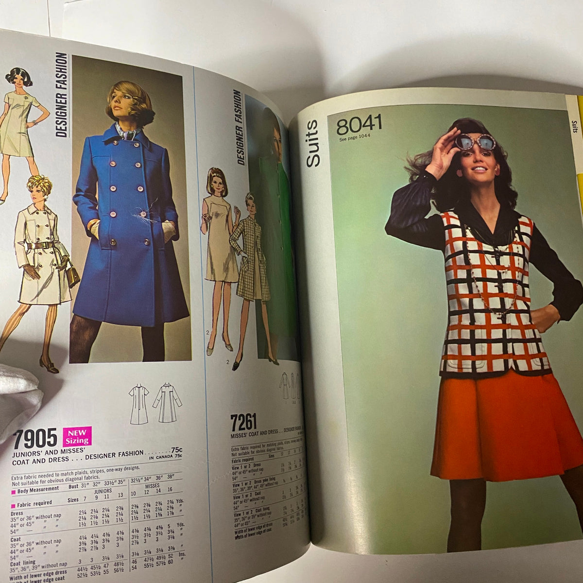 1969 May Simplicity Catalog Sewing Pattern featuring designer fashion suits for ladies, presenting chic outerwear and elegant styles for modern women.