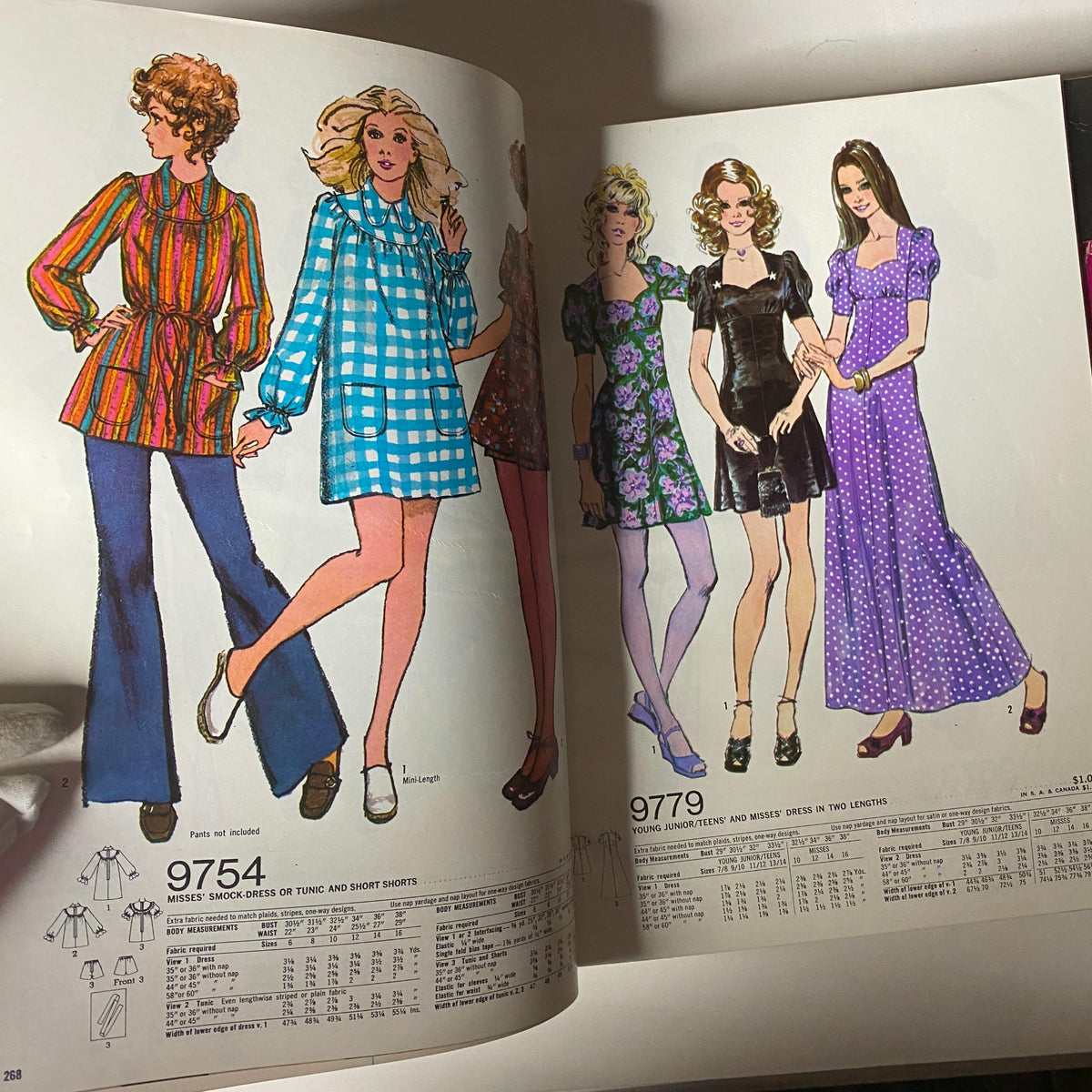 Illustrations from the 1971 January Simplicity Catalog showcasing designs for Misses’ dresses and tunics. The page features various styles, emphasizing the sewing patterns available from this iconic early '70s catalog.