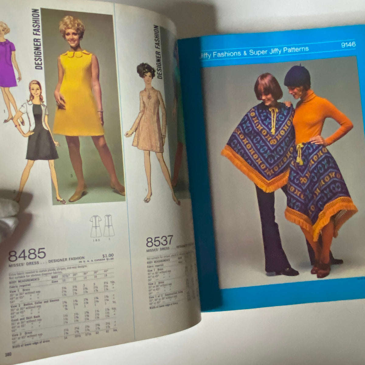 1971 April Simplicity Spring Catalog showcasing Designer Fashion sewing patterns for dresses, including styles 8485 and 8537, ideal for vintage fashion enthusiasts.