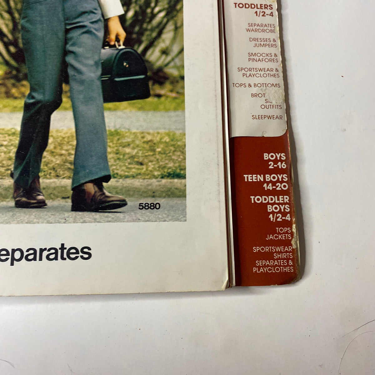 Page from the 1973 Simplicity Fall and Winter Catalog detailing children's separates and playclothes, showing boys' and girls' outfits.