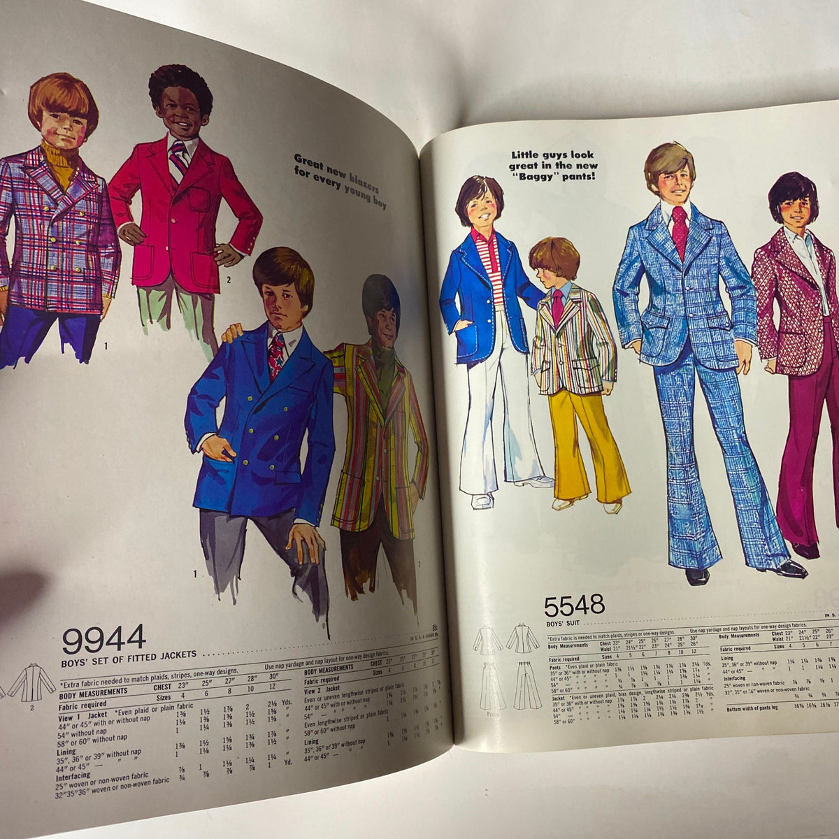 1973 Simplicity Spring and Summer Catalog displaying boys' fashion styles, including fitted jackets and suits for young boys.