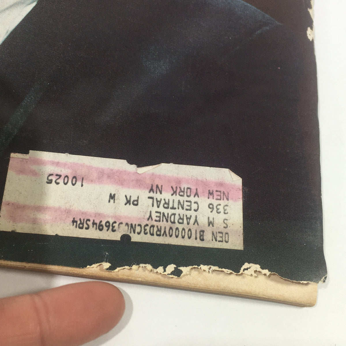 Close-up of address label on the cover of VTG Saturday Review: July 4 1970 - A Symposium On Louis Armstrong showing minor wear.