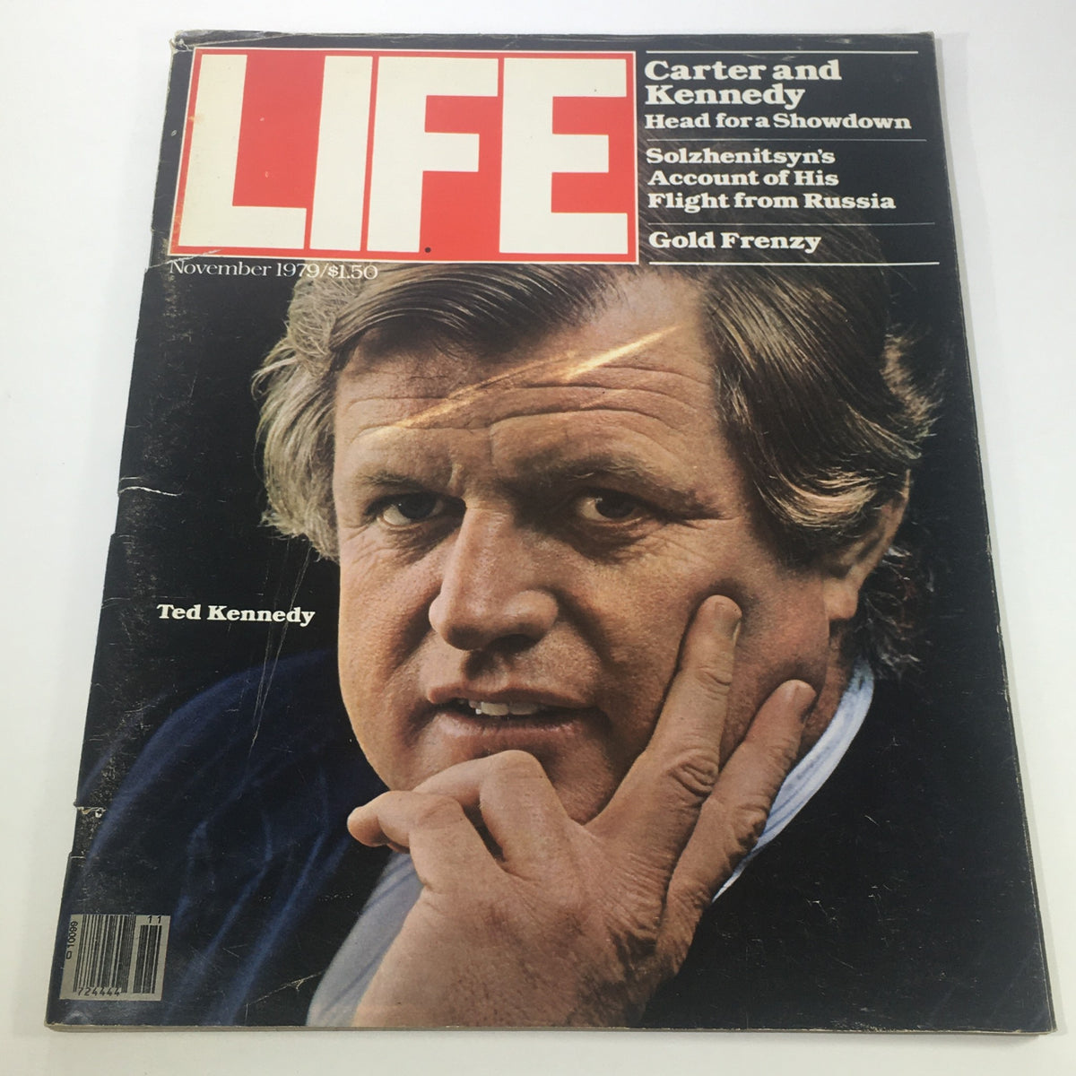 Cover of Vintage Life Magazine, November 1979 featuring Ted Kennedy, with the title 'Gold Frenzy' and additional headlines about Carter and Kennedy, and Solzhenitsyn.