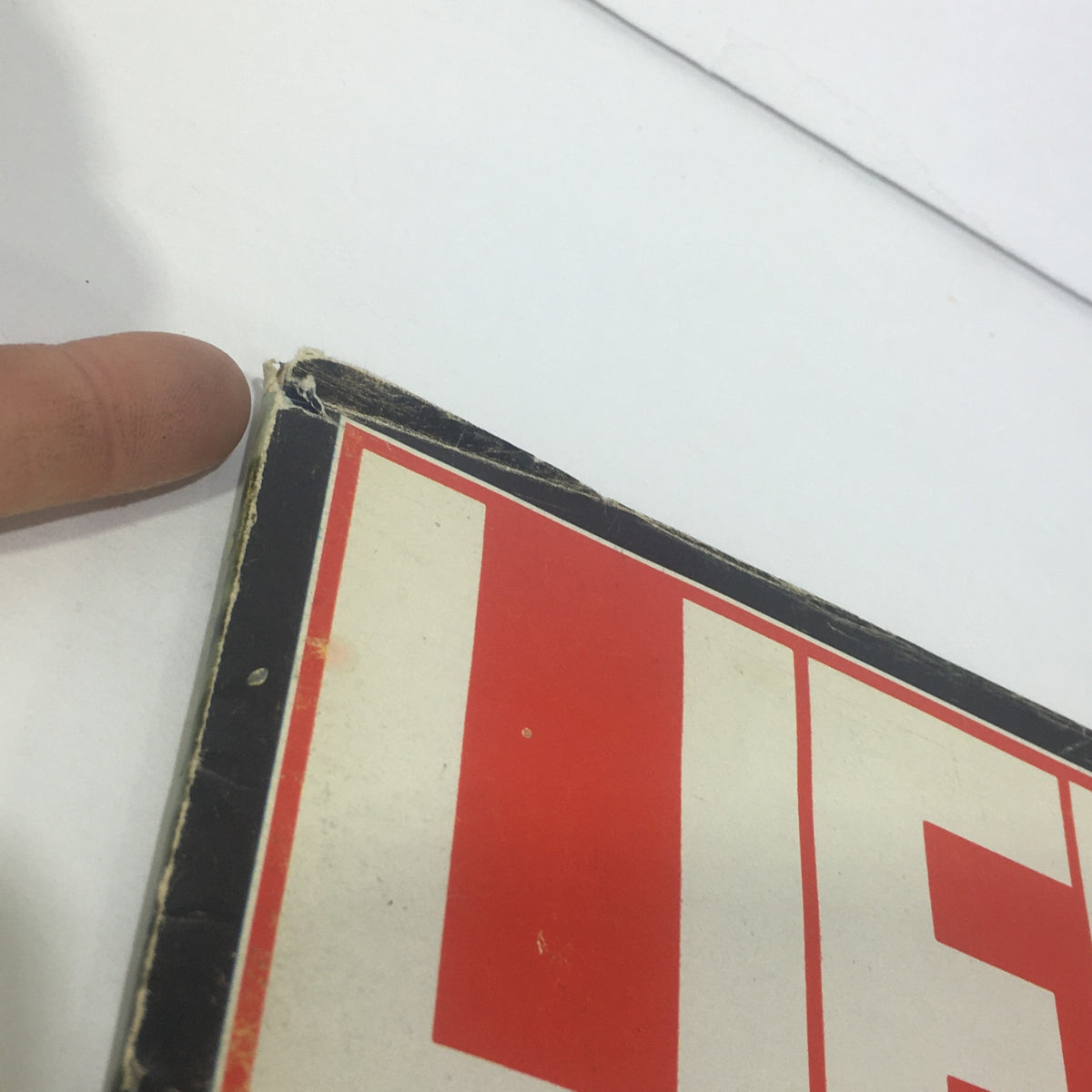 Side view of the November 1979 Life Magazine cover, emphasizing edge wear and a damaged corner. This vintage magazine celebrates significant cultural moments, including Ted Kennedy's cover story.