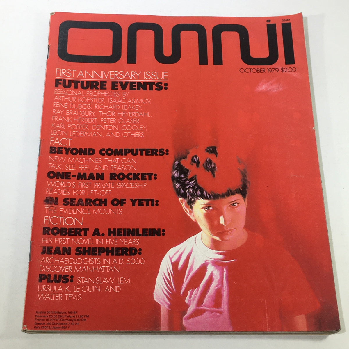 Cover of VTG Omni Magazine: October 1979 featuring bold red design and notable headlines including Robert A. Heinlein and Jean Shepherd.