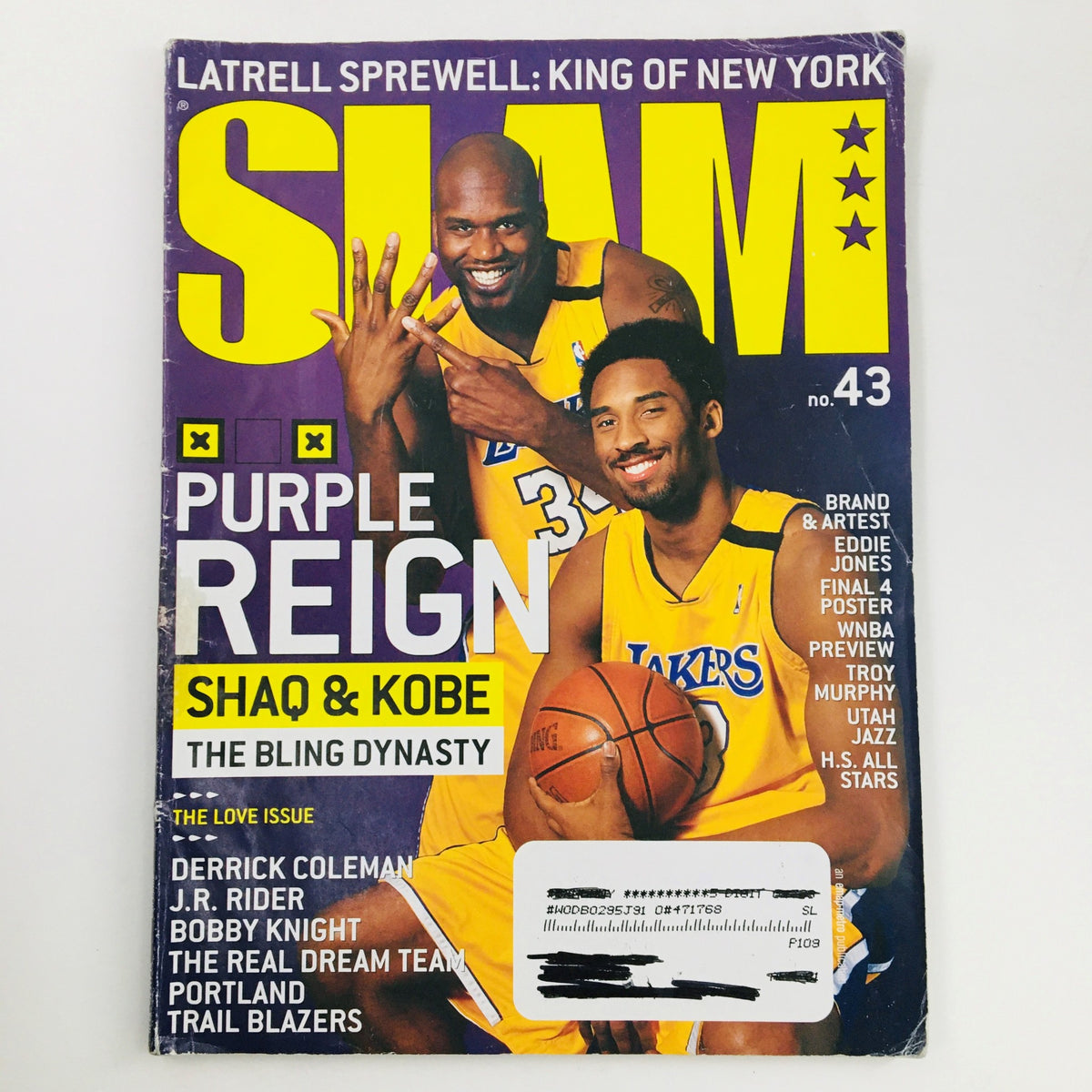 Slam Magazine June 2000 cover featuring Shaquille O'Neal and Kobe Bryant, showcasing their iconic partnership during the NBA era.