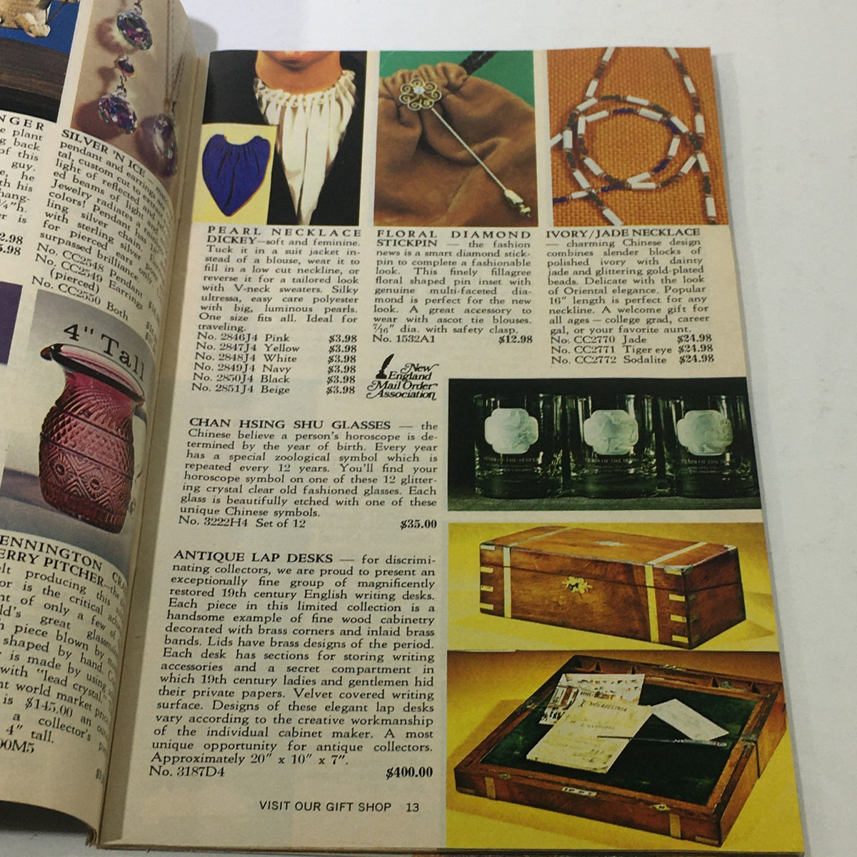 Interior page of the VTG Taylor Gifts Catalog Since 1953: Spring 1978 - displaying jewelry and antique lap desk options as collectible gifts.
