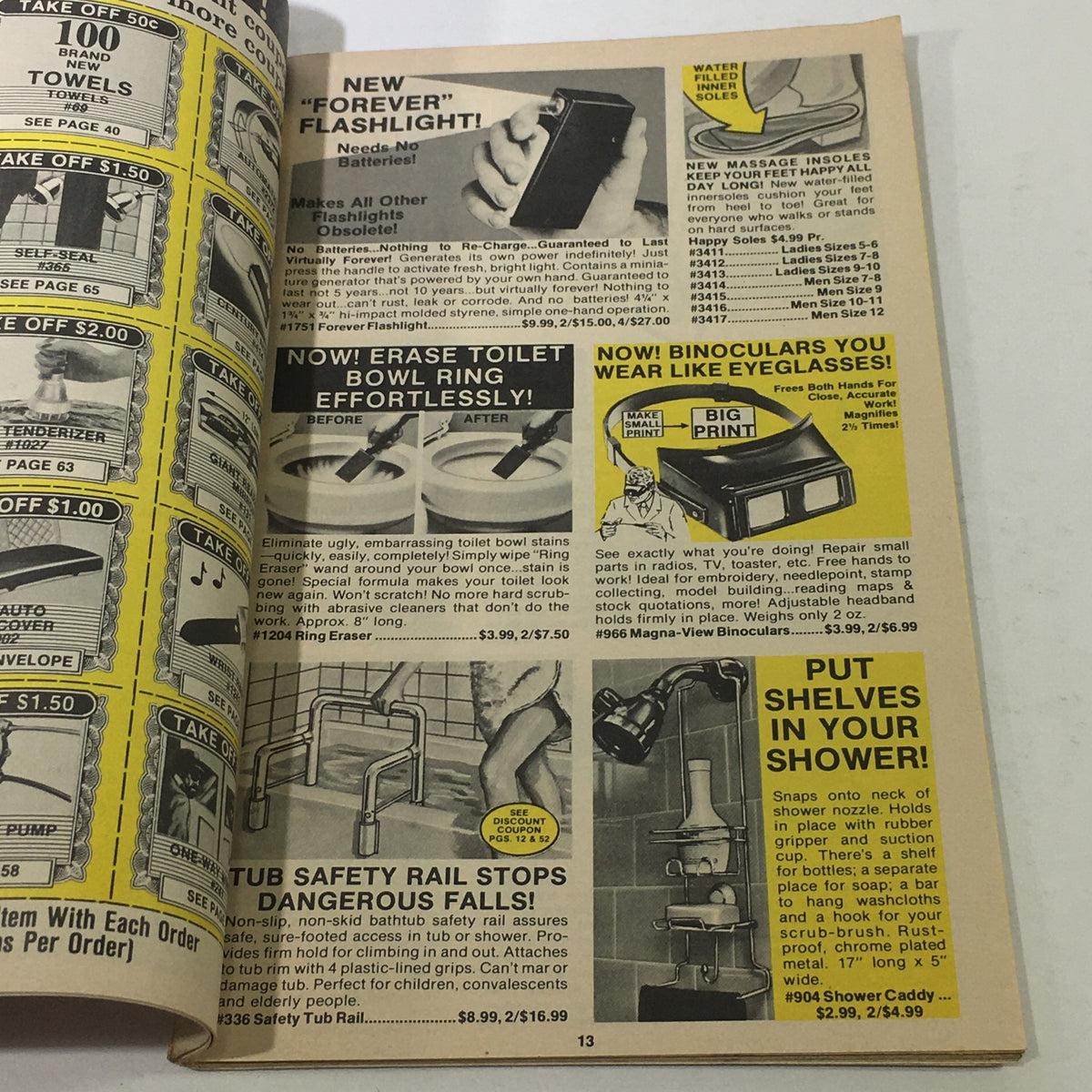 Page showcasing household products and gadgets from the VTG 1977 Jay Norris Corporation Travel Division Price Guide Calendar Catalog.
