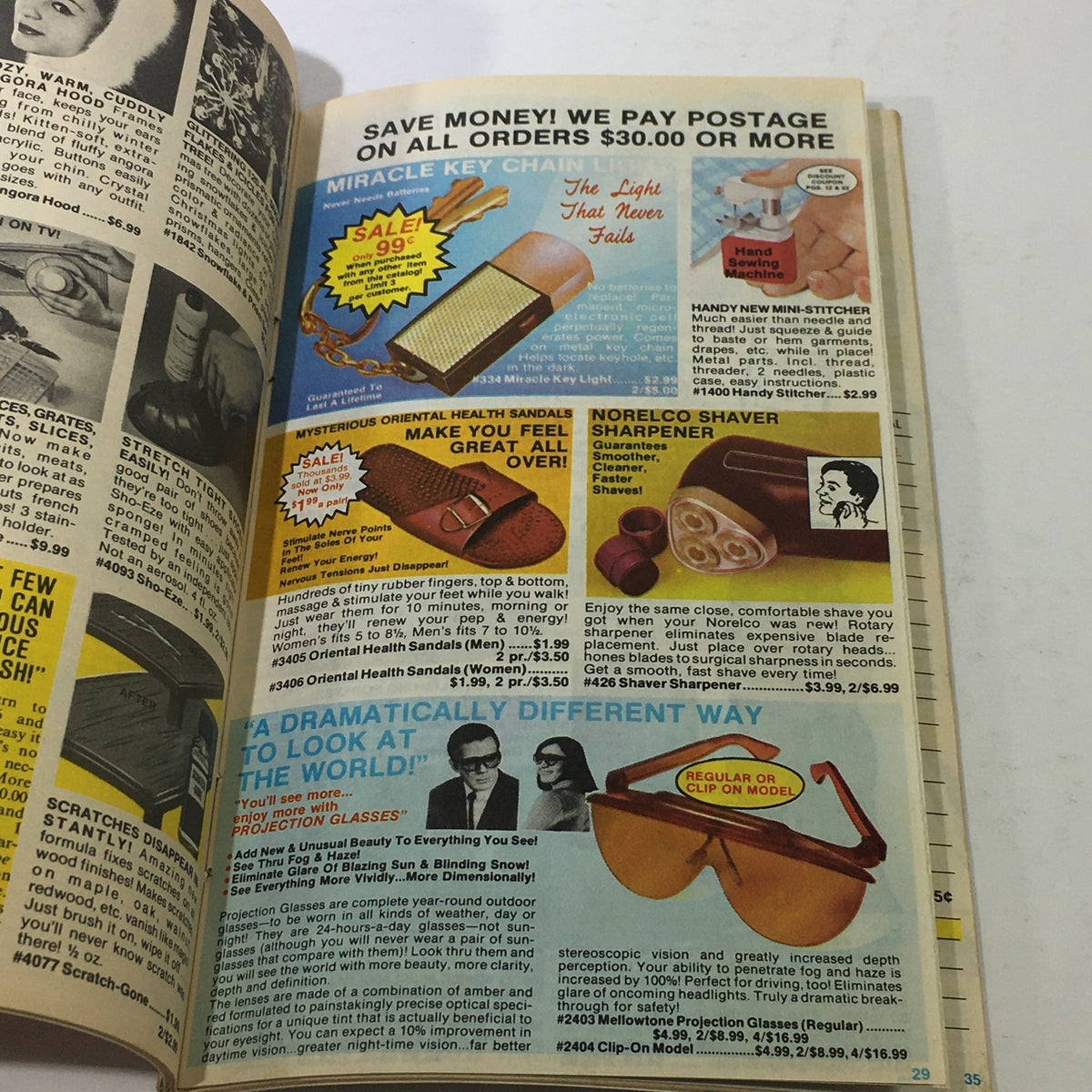 Promotional page for various useful household items from the VTG 1977 Jay Norris Corporation Travel Division Price Guide Calendar Catalog.