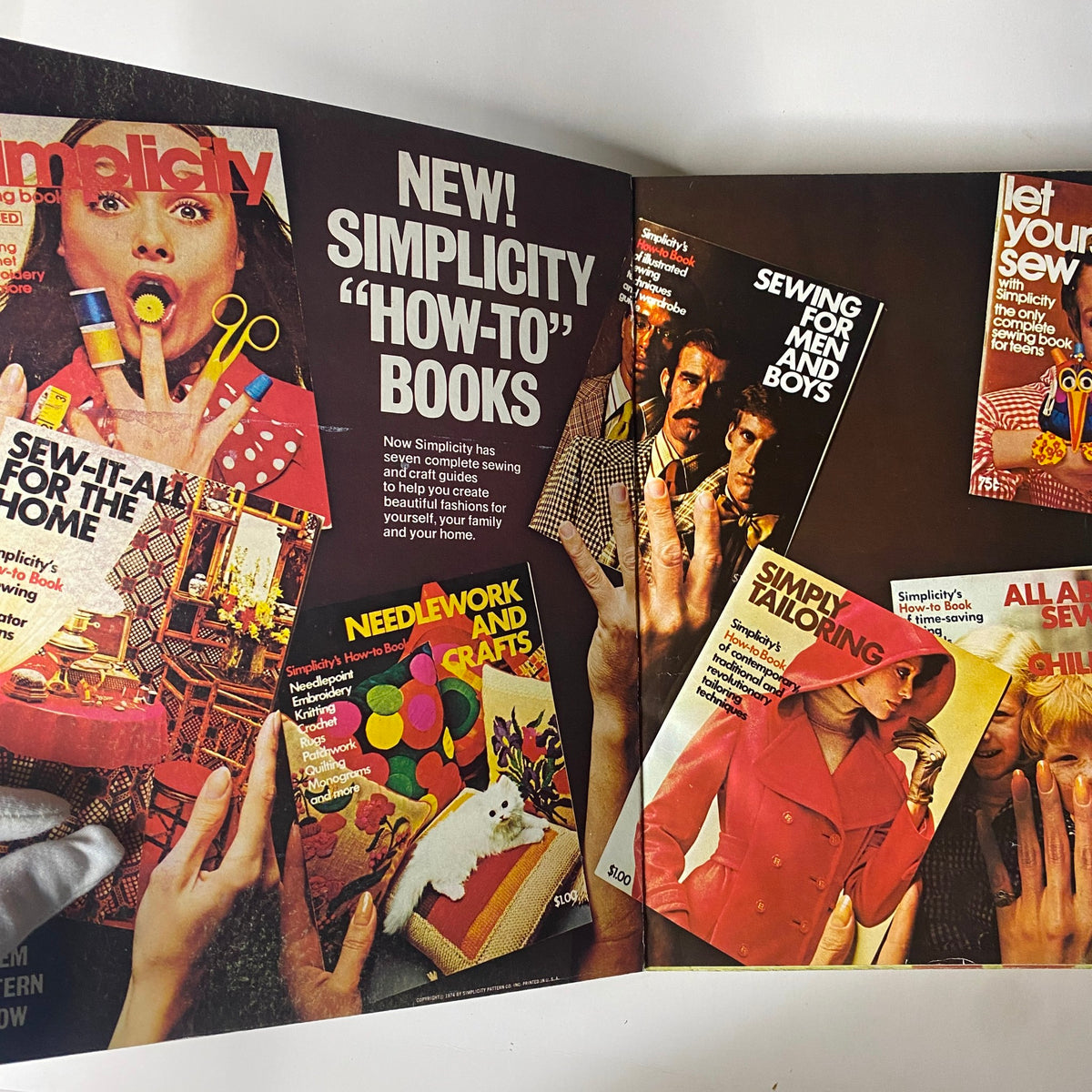 Promotional page from the 1974 June Simplicity Catalog introducing new Simplicity 'How-To' books for sewing and crafts, highlighting their comprehensive guides. Featured in the original 1974 June Simplicity Catalog.
