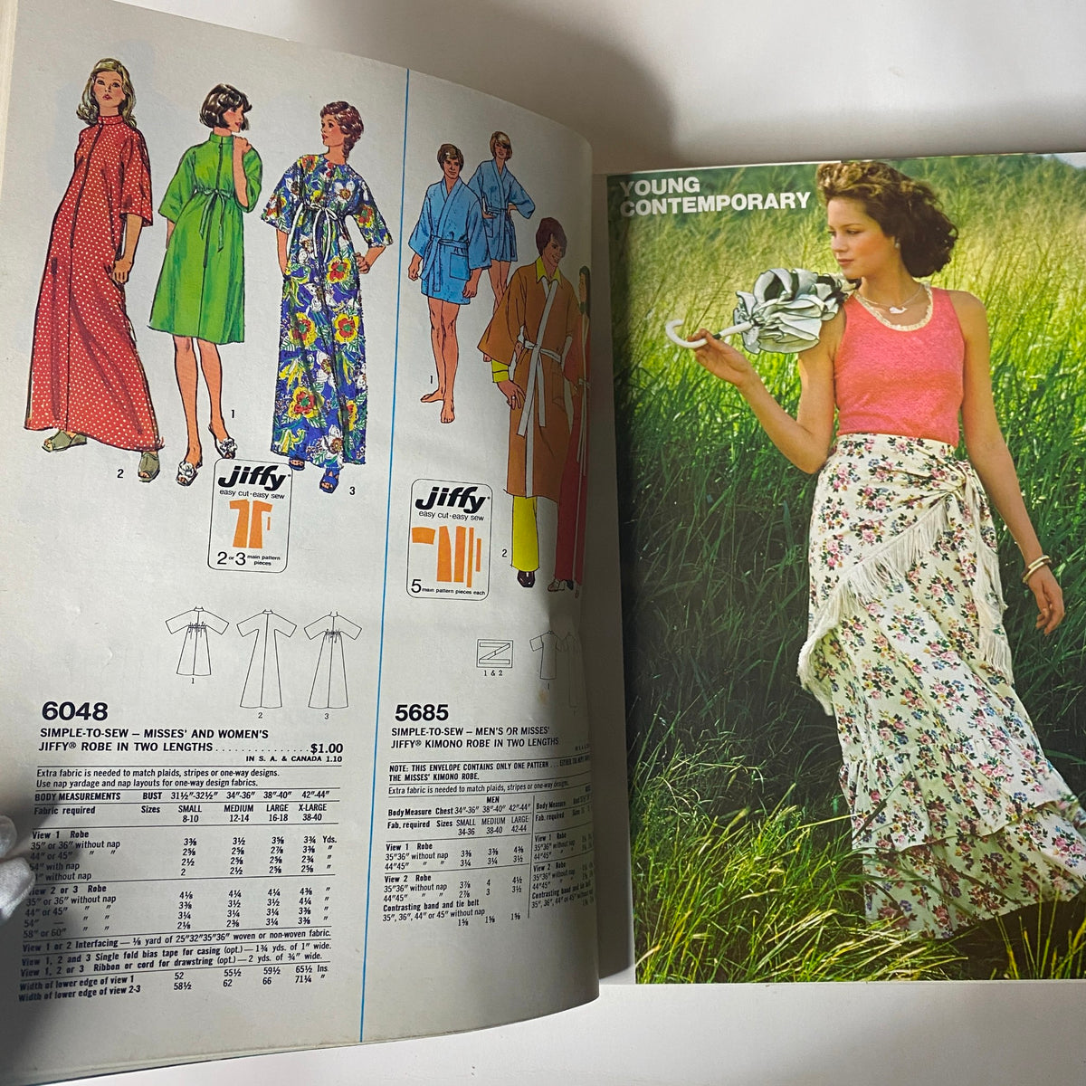 1975 June Simplicity Catalog Sewing Pattern page presenting various vintage sewing patterns, featuring lively 1970s outfits ideal for young contemporary styles.