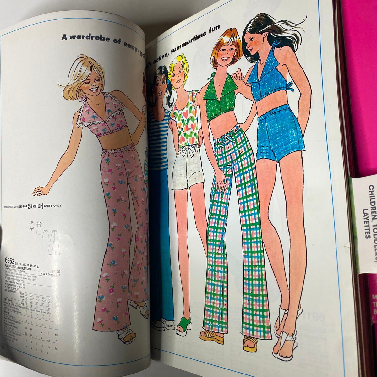 1975 June Simplicity Catalog sewing pattern page featuring fun and vibrant summer outfits, including separates and styled ensembles perfect for an active lifestyle.