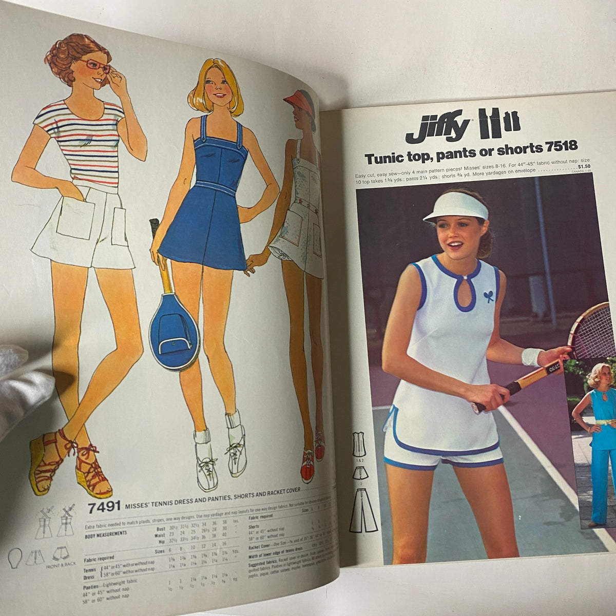 Illustrations from the 1976 Simplicity Sportswear Catalog displaying design options for women's tunic tops and sportswear, ideal for sewing enthusiasts looking for 1970s fashion inspiration.